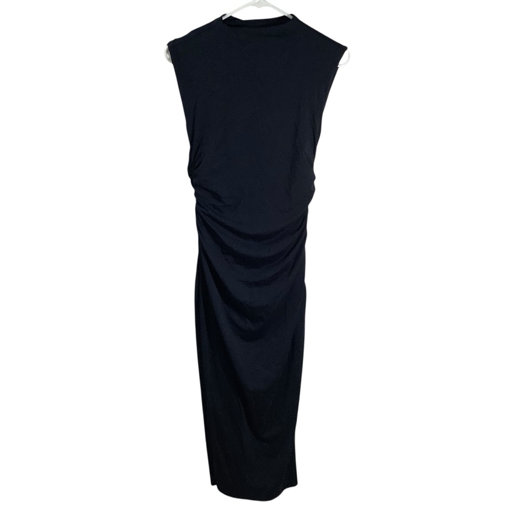 Abercrombie & Fitch Black Paloma Midi Dress Ruched Modal-Blend